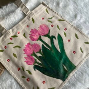 Floral Hand Printed Tote Bag